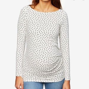 Pea in the Pod white & black dot top, size small